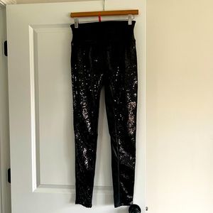 Spanx faux, leather, sequin leggings, size small